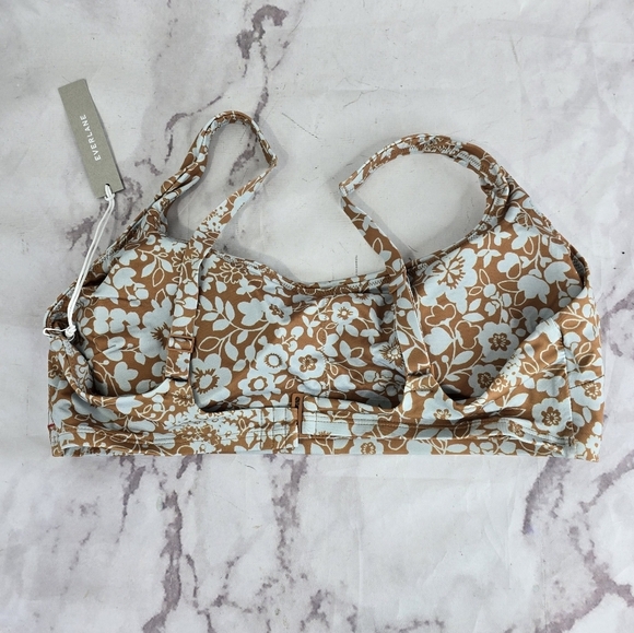 Everlane Swim Top Large Blue Honey Floral Bikini Scoop Neck Nyle Square … - Picture 6 of 15